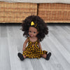 Black Doll in African Print Dress - Black Curly Hair doll - African Doll - Black Baby doll - Mix Race doll