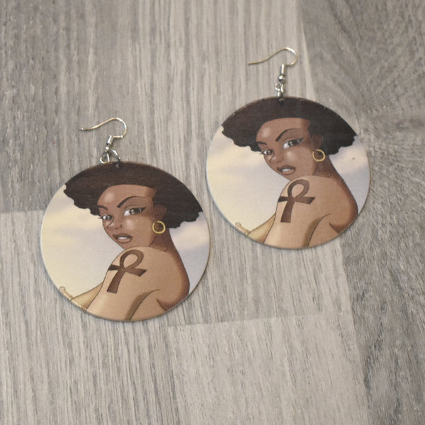 Ankh Wooden Earring, earring - Rufina Designs
