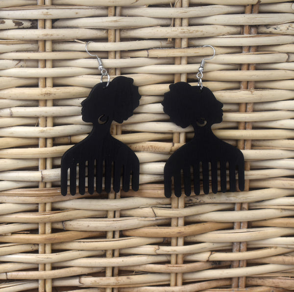 Duafe Comb Wooden Earring, earring - Rufina Designs