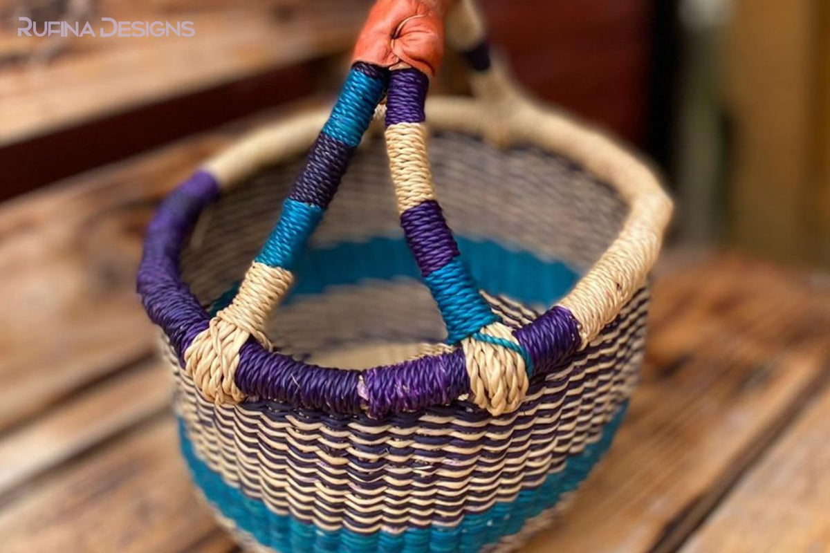 Bolga basket, African basket, Hand woven basket, storage basket, shopping store basket, flower pot, market basket, woven basket, straw basket