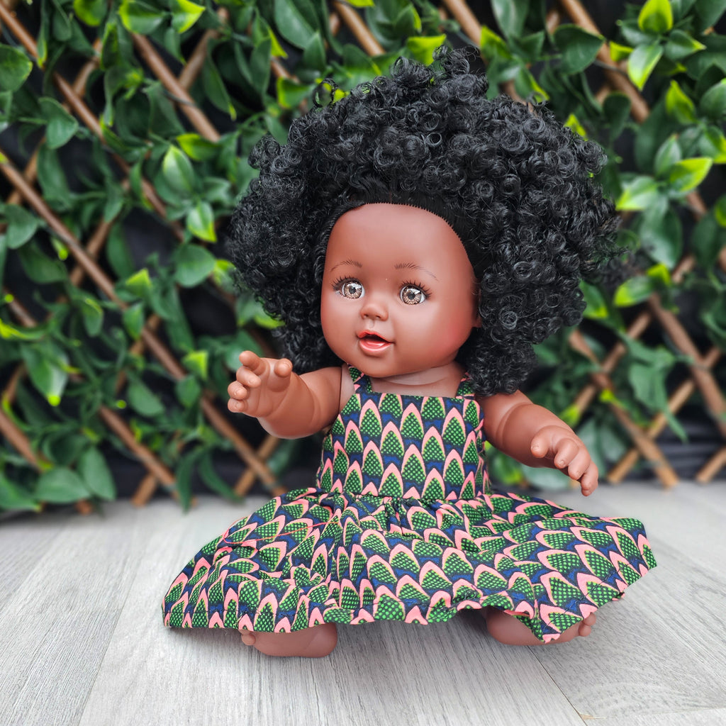 Black baby boy doll in African Print dress - Daada