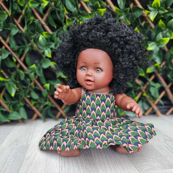 Black baby boy doll in African Print dress - Daada