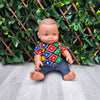 Black baby boy doll in African Print Shirt - Kanelo