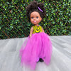 Black Doll - Afro Hair doll - Black Doll in African Print Dress - Yumna