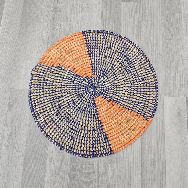 Orange and blue African Senegalese Placemat & African Wall Décor – Senegalese Baskets  - Rufina Designs 