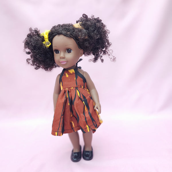 Black Doll - Afro Hair doll - Afro Doll Ankara Doll Dress - 1