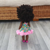 Black Doll in African Print Dress - Black Curly Hair doll - African Doll - Black Baby doll - Mix Race doll