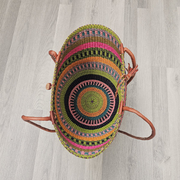 Basket Handbag With Leather Handles - Dimani