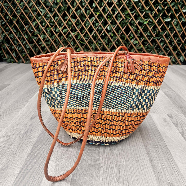 Basket Handbag With Leather Handles 007