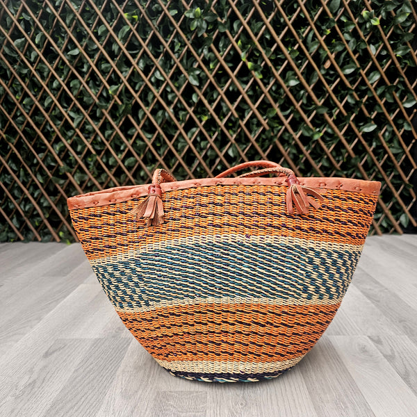 Basket Handbag With Leather Handles - Anabila