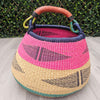 Pink and Green Bolga Pot Basket - Bolga Planter Basket