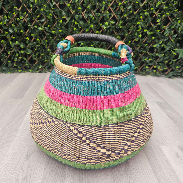 Multicolour Ghana Pot Basket - Bolga Planter Basket