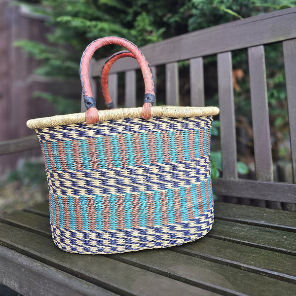 Ghana Straw Basket - Bolga Oval Basket - African Straw Baskets