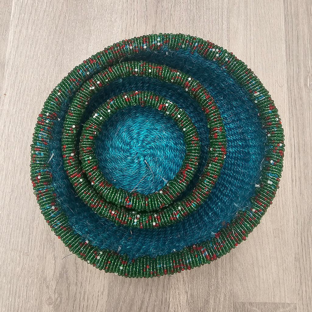 Beaded Kiondo Baskets – Green Sisal Basket 