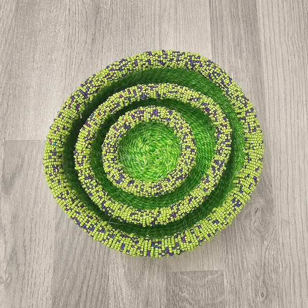 Beaded Kiondo Baskets – Green Sisal Basket 