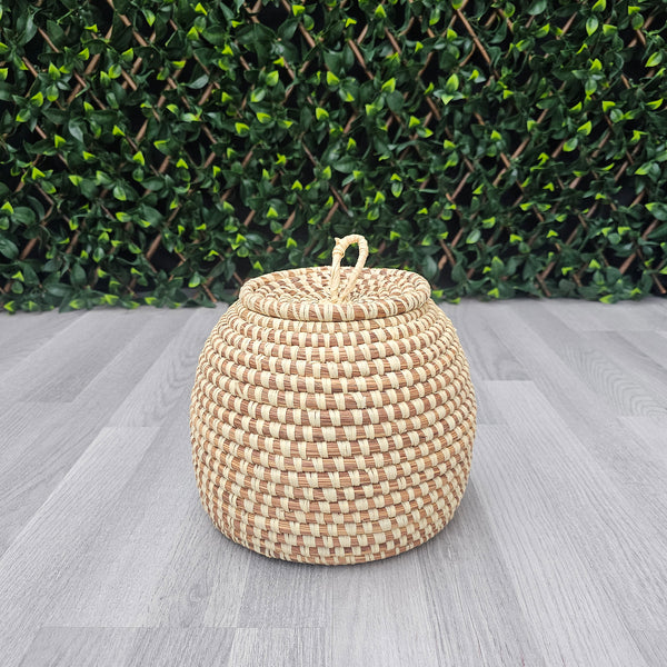 Senegalese Seagrass Basket with Lid - Fataou