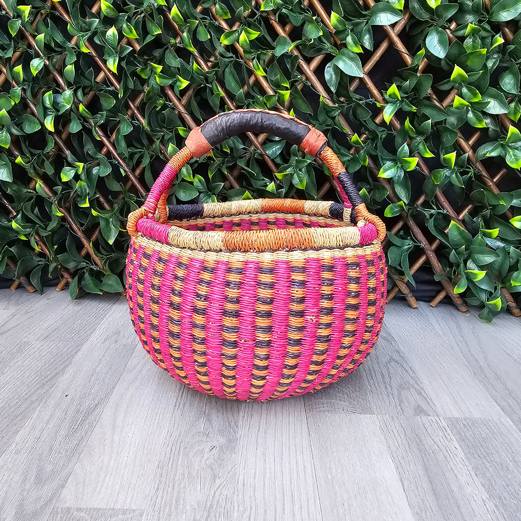 Small Round Straw basket - Ghana Basket - SB10