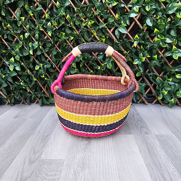 Small Round Straw basket - Ghana Basket - SB17