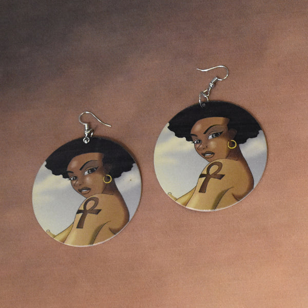 Ankh Wooden Earring, earring - Rufina Designs