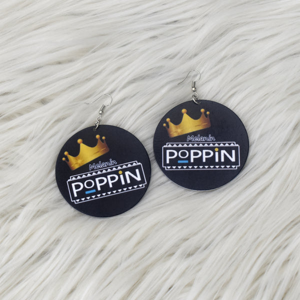 Melanin Poppin' Wooden Earring, earring - Rufina Designs