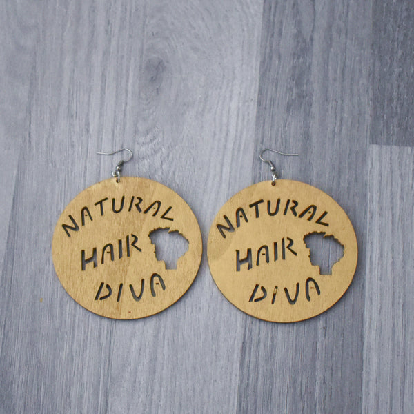 Natural Hair Diva Earnings - Gold, earring - Rufina Designs
